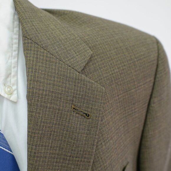 Hart Schaffner Marx Wool Sport Coat / Blazer 40R Brown Star Check 2 Button - Picture 2 of 12